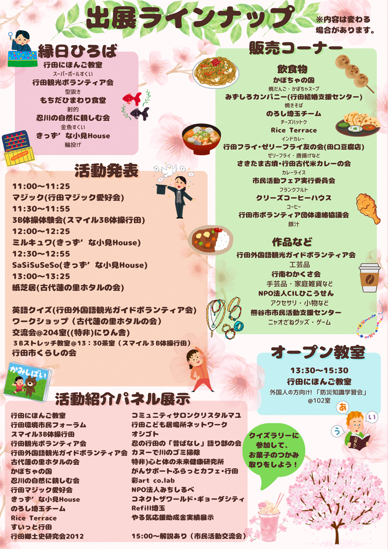 市民活動フェア2025春まつりチラシ裏