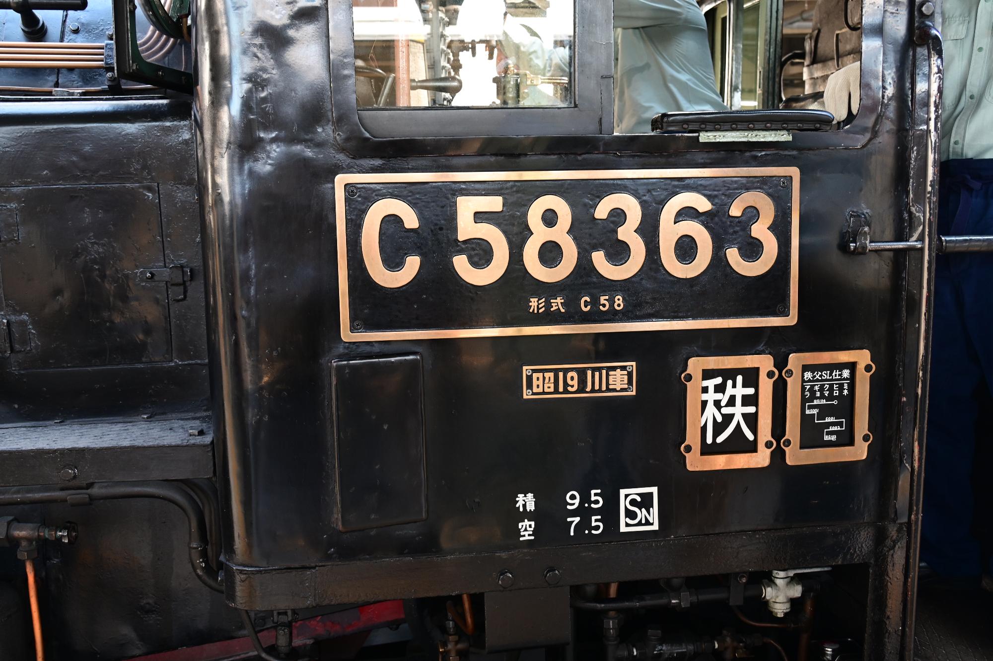 C58363号のプレート