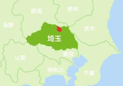 行田市の位置を赤く示した地図